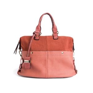 Moda Luxe Purse Peach Faux Leather and Suede